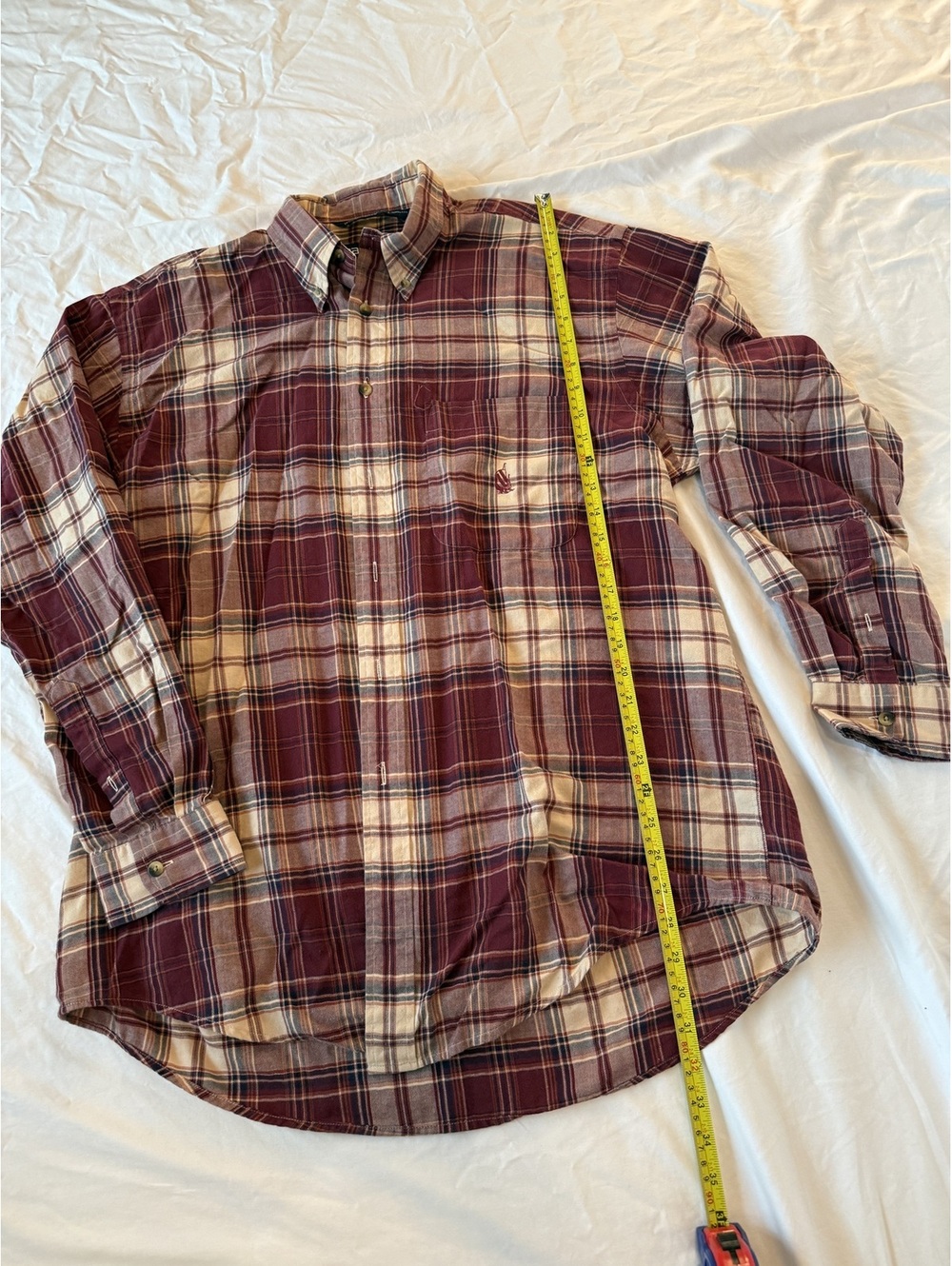Nautica Men's Large Burgundy Plaid Button-Down Shirt